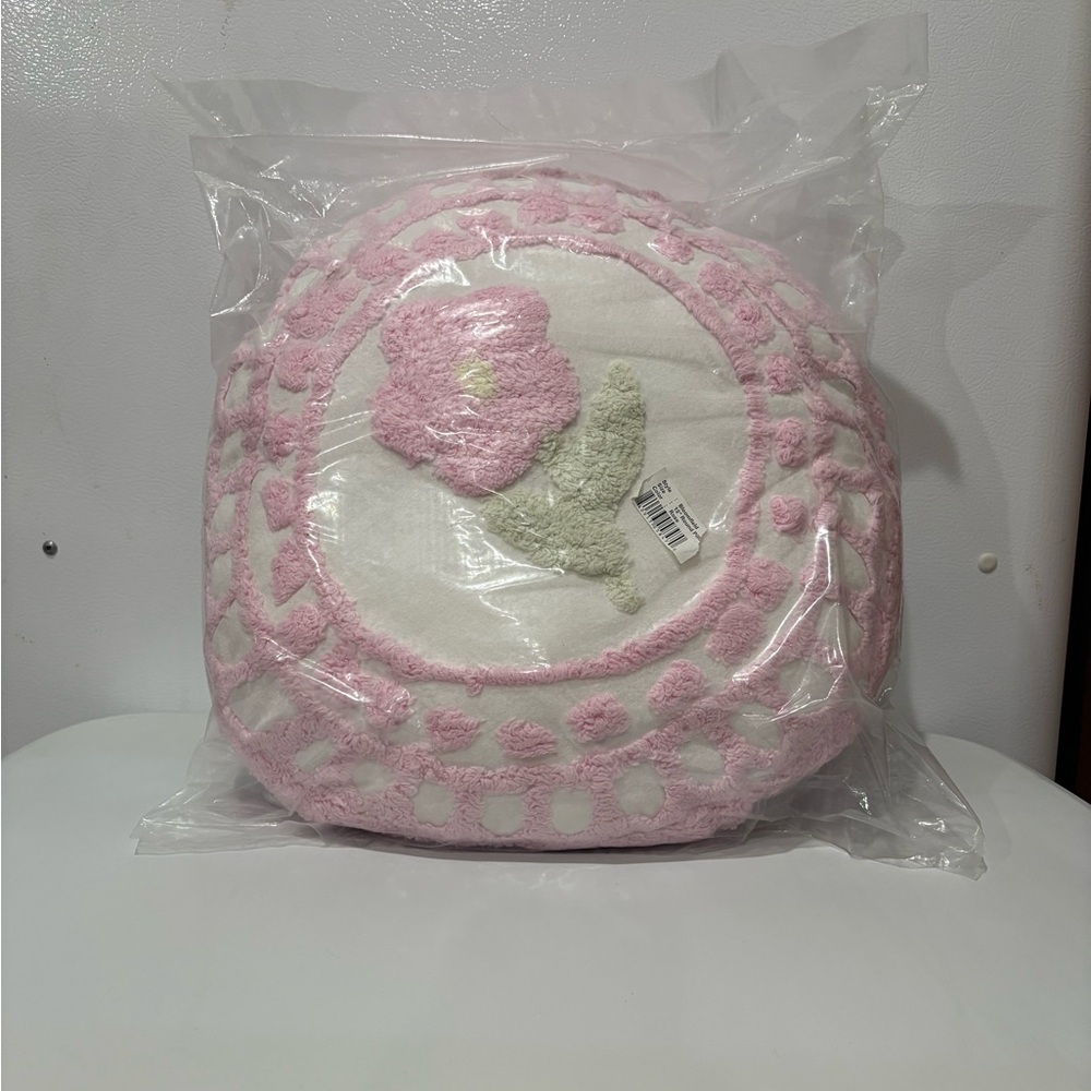 Better Trends Bloomfield 15” Chenille Round Pillow Rose Pink